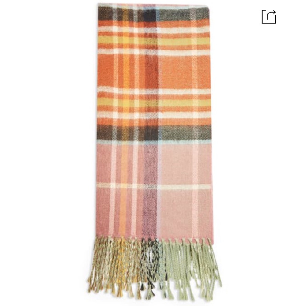 Topshop Lightweight Check Scarf In Brown Multi